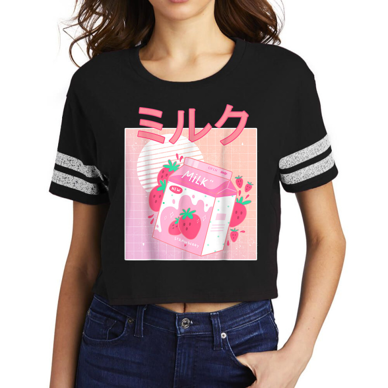 Funny Retro 90s Japanese Kawaii Strawberry Milk Shake Carton Scorecard Crop Tee by MarquesDesign | Artistshot