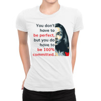 Alexandria Ocasio Cortez (aoc) Quote Comitted Liberal Dem Raglan Baseb Ladies Fitted T-shirt | Artistshot