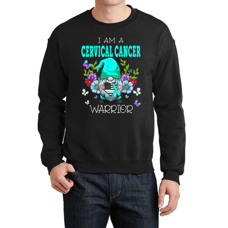 Gnome I Am A Cervical Cancer Warrior Crewneck Sweatshirt | Artistshot