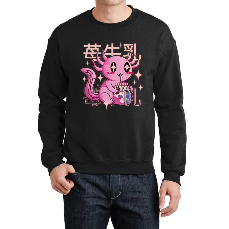 Japanese Anime Axolotl Strawberry Milk Shake Kawaii Axolotl Crewneck Sweatshirt by MarquesDesign | Artistshot