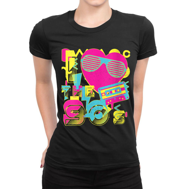 Womens 90s Vibe Tshirt For 90s Music Lover I Heart The Nineties Lover  Ladies Fitted T-Shirt by CaleDesign | Artistshot