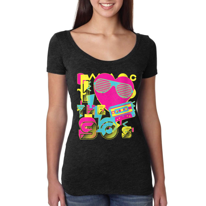 Womens 90s Vibe Tshirt For 90s Music Lover I Heart The Nineties Lover  Women's Triblend Scoop T-shirt by CaleDesign | Artistshot