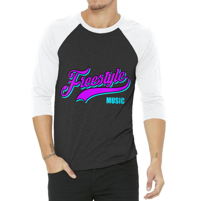 Womens Freestyle Music Retro Script Lettering Love The 80s Gifts Men 3/4 Sleeve Shirt by CaleDesign | Artistshot