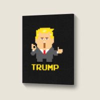 President Trump Pixel Character Portrait Canvas Print | Artistshot