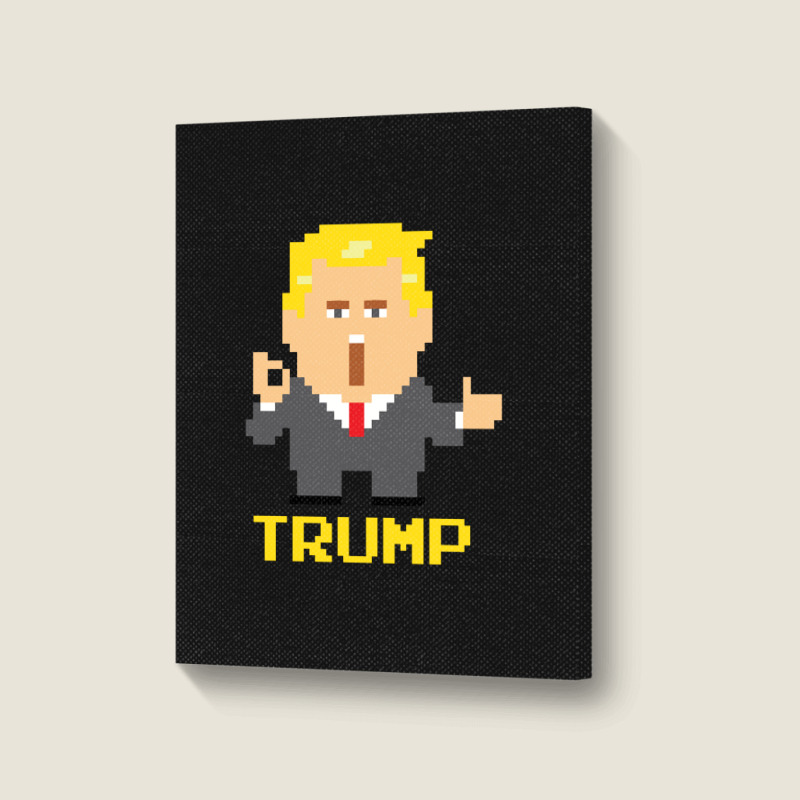 President Trump Pixel Character Portrait Canvas Print | Artistshot