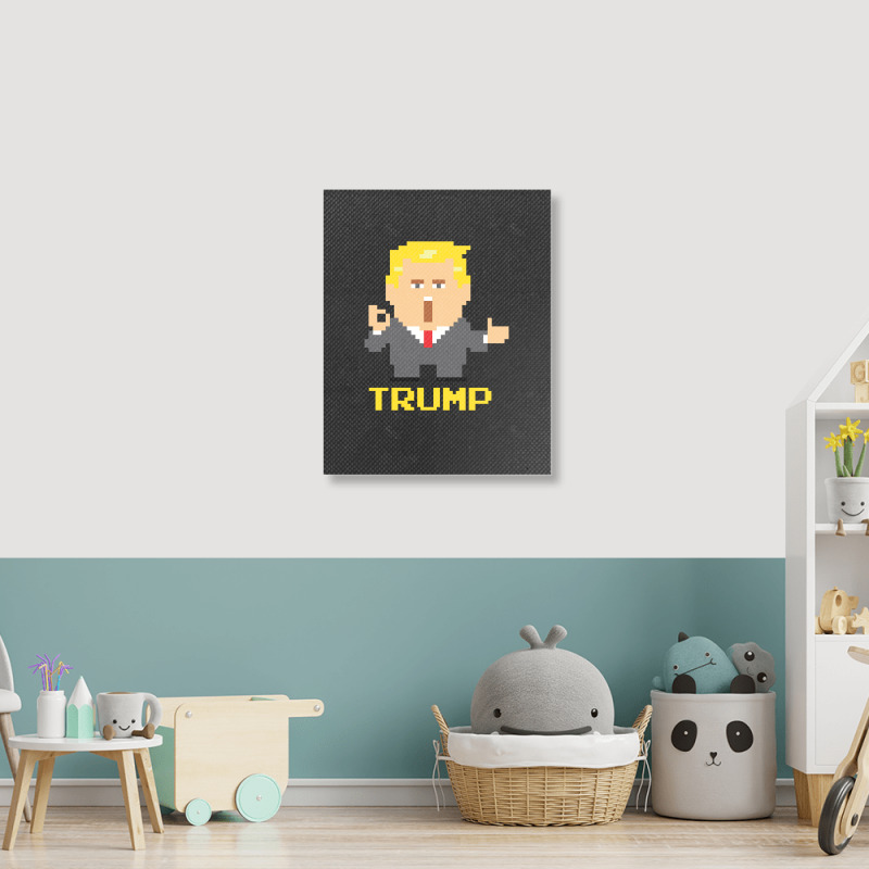 President Trump Pixel Character Portrait Canvas Print | Artistshot