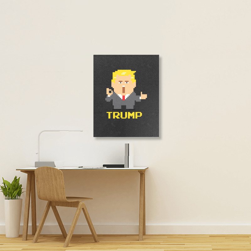 President Trump Pixel Character Portrait Canvas Print | Artistshot