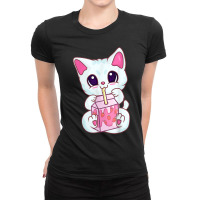 Kawaii Anime Cat Strawberry Milkshake Neko For Women Girls Ladies Fitted T-shirt | Artistshot