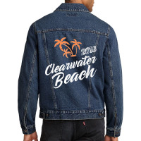 Vintage Clearwater Beach Family Vacation 2018 Florida Men Denim Jacket | Artistshot