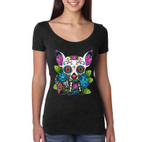 Chihuahua Sugar Skull Mexico Dog Calavera Dia De Los Muertos Raglan Ba Women's Triblend Scoop T-shirt | Artistshot