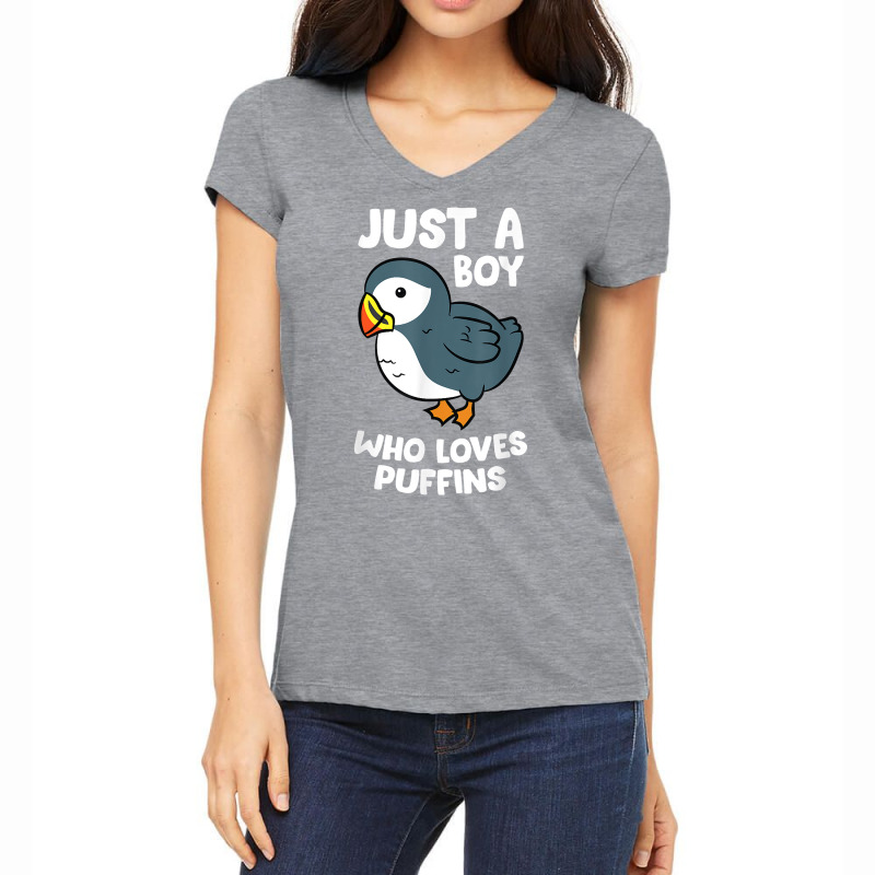 Just A Boy Who Loves Puffins Iceland Seabird Puffins T Shirt Women's V-Neck T-Shirt by uekirstockpg | Artistshot