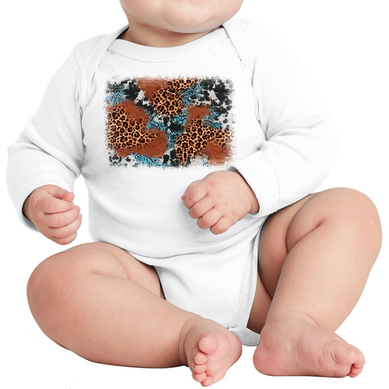 Leopard Cowhide Background Long Sleeve Baby Bodysuit | Artistshot