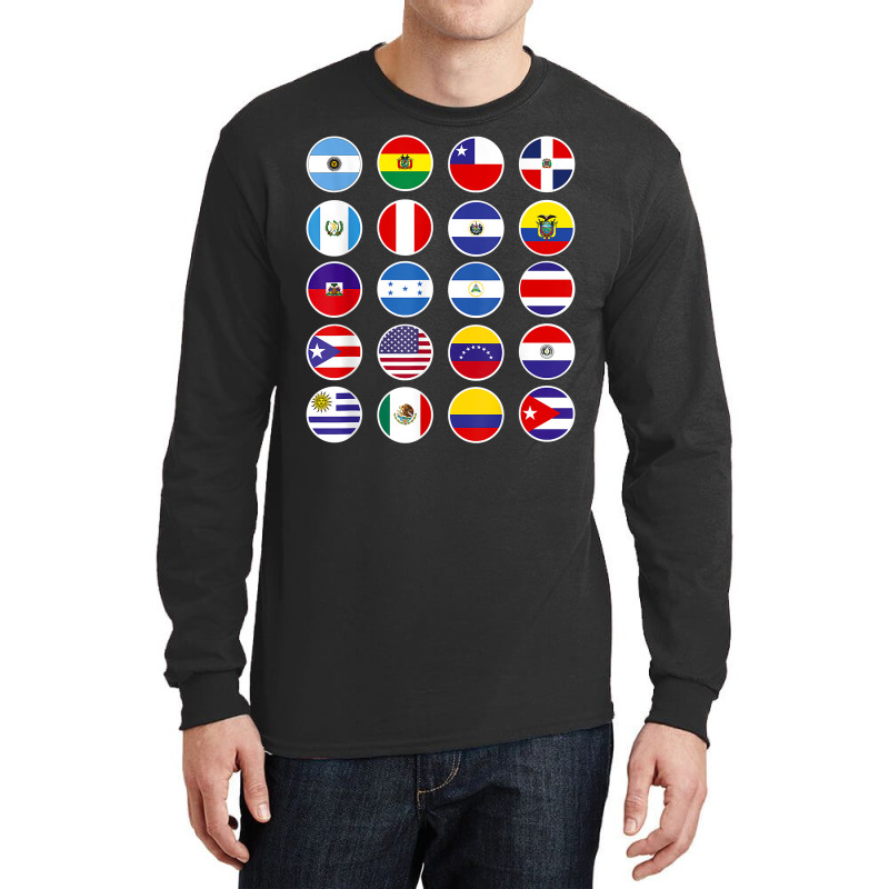 All Latin American Flags Countries Banderas Latinoamerica T Shirt Long Sleeve Shirts by deleonnylorindg | Artistshot