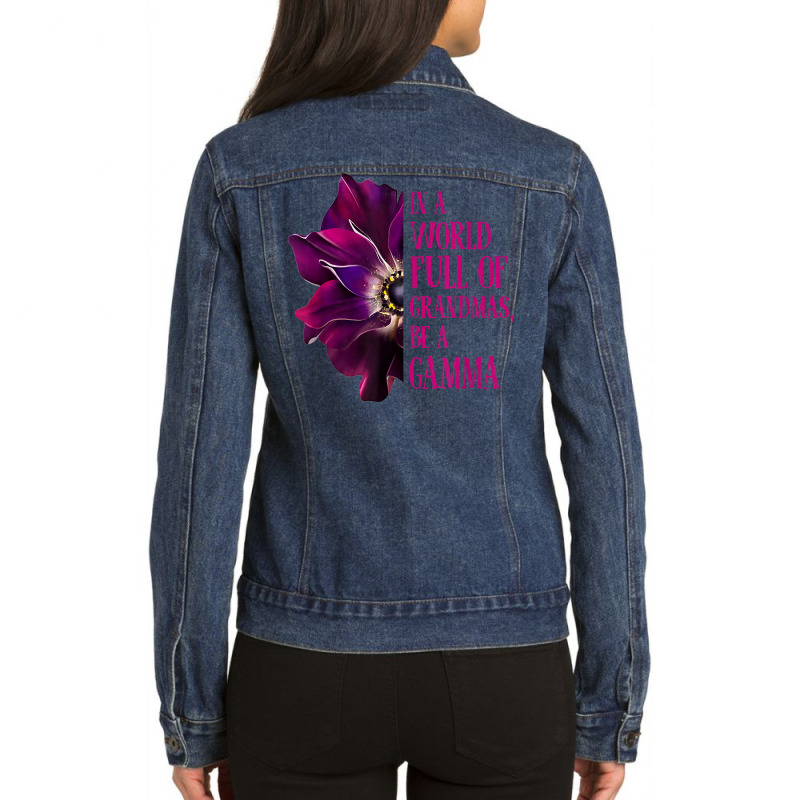 Anemone World Full Of Grandmas Be Gamma Grandmas Gifts T Shirt Ladies Denim Jacket by patutowtbanaspch | Artistshot