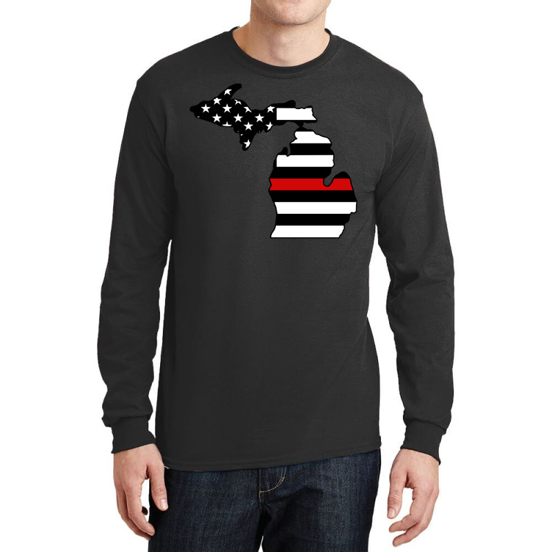 Firefighter T  Shirt Michigan Firefighter Thin Red Line T  Shirt Long Sleeve Shirts | Artistshot