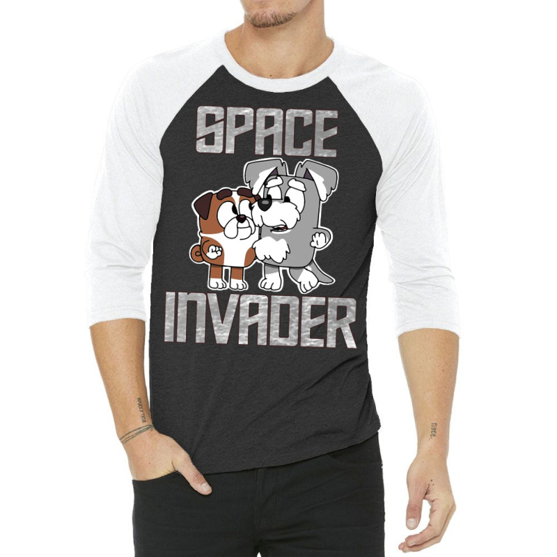 Bluey Space Invader 3/4 Sleeve Shirt. By Artistshot