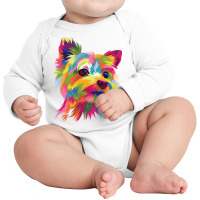 Colorful Pop Art Yorkshire Terrier Portrait Yorkie Lover Sweatshirt Long Sleeve Baby Bodysuit | Artistshot