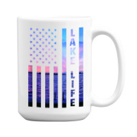 Lake Life American Flag Dock Sunset Wakeboarder Power Boat Tank Top 15 Oz Coffee Mug | Artistshot