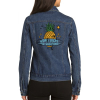 Work Sucks, Go Surfing Ladies Denim Jacket | Artistshot