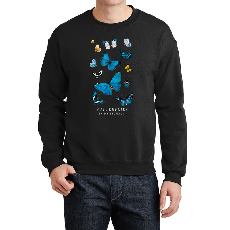 Butterflies In My Stomach Blue Butterfly Soft Aesthetic Crewneck Sweatshirt | Artistshot