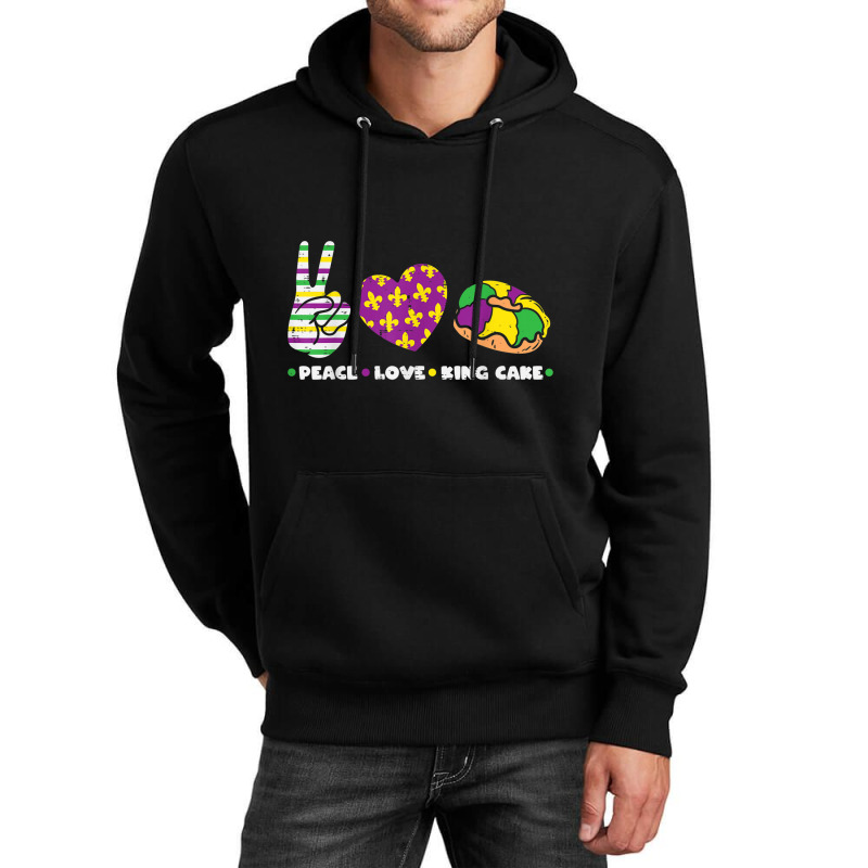 Peace Love King Cake Funny Mardi Gras Party Carnival Gift Day Gift Unisex Hoodie | Artistshot