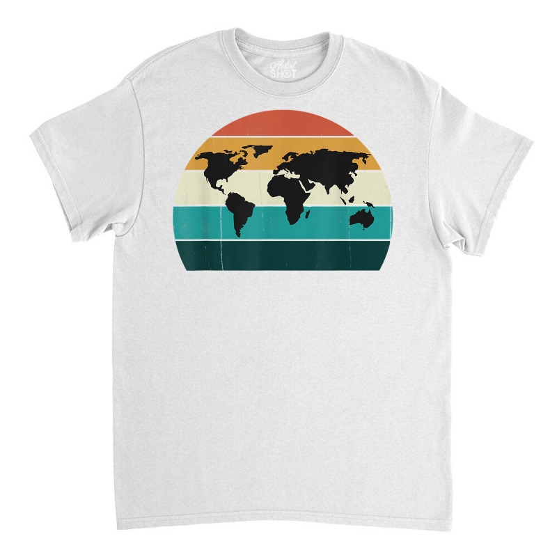 Retro World Map Cool Vintage Sunset World Globe Cartography T Shirt Classic T-shirt | Artistshot