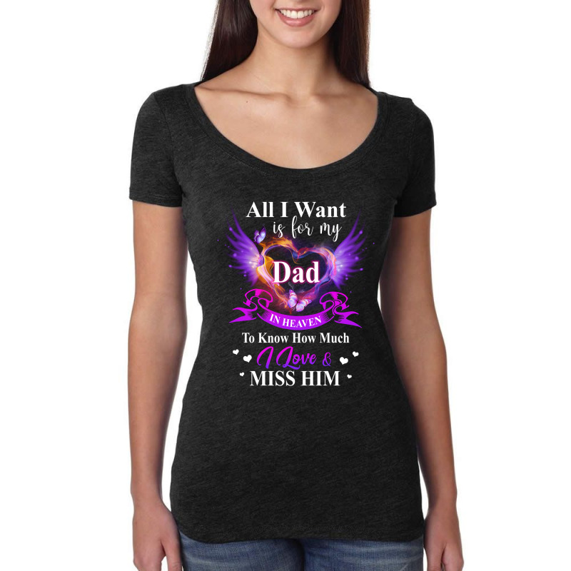 Angle Dad In Heaven I Love Shirt Women's Triblend Scoop T-shirt by Jeremy_Hutson | Artistshot