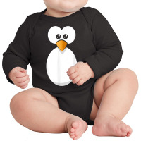 Funny Penguin Face Design Or Easy Costume Black Penguin T Shirt Long Sleeve Baby Bodysuit | Artistshot