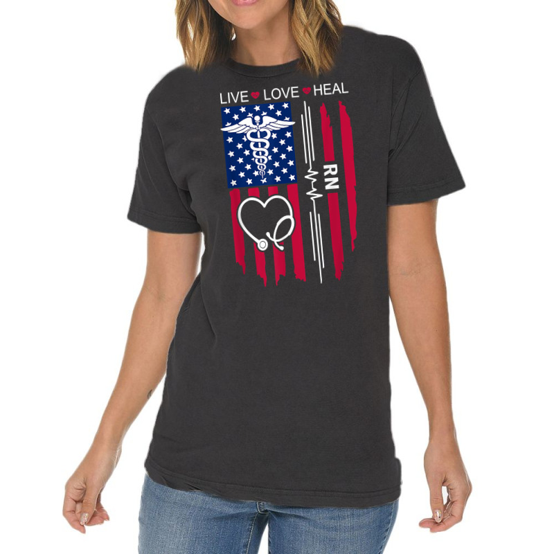 Rn Nurse Us Flag, Nurse Week, Rn Graduation For Her, Nursing T Shirt Vintage T-shirt | Artistshot