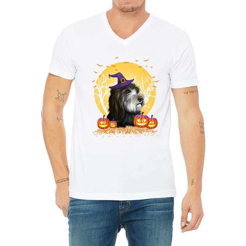 Holiday 365 Halloween Catalan Sheepdog Dog Pumpkin V-Neck Tee by kaeskapper3 | Artistshot