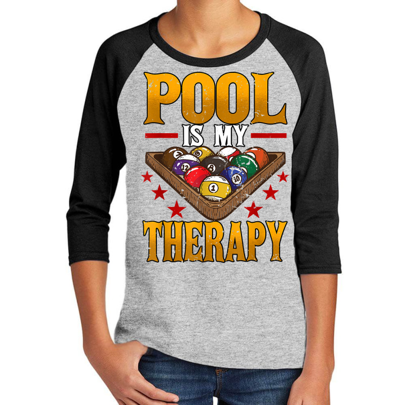 Mens Pool Is My Therapy Billiards Player Snooker T Shirt Youth 3/4 Sleeve | Artistshot