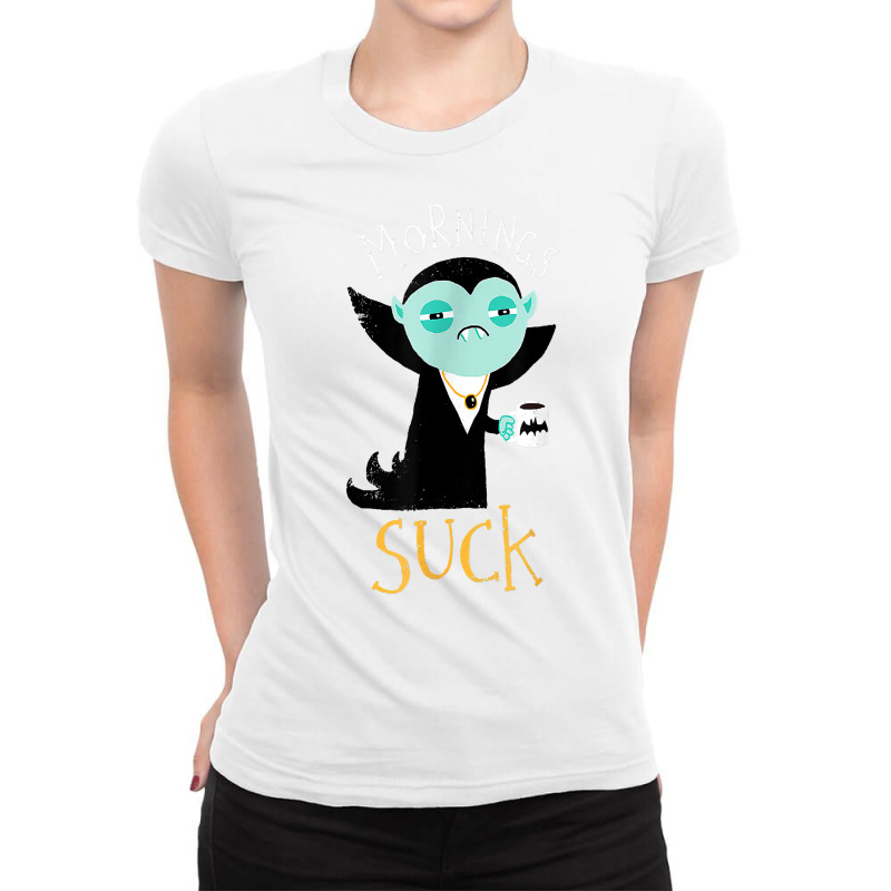 Cute Dracula Vampire Morning Suck Coffee Halloween Costume T Shirt Ladies Fitted T-Shirt by summeyveulricket | Artistshot