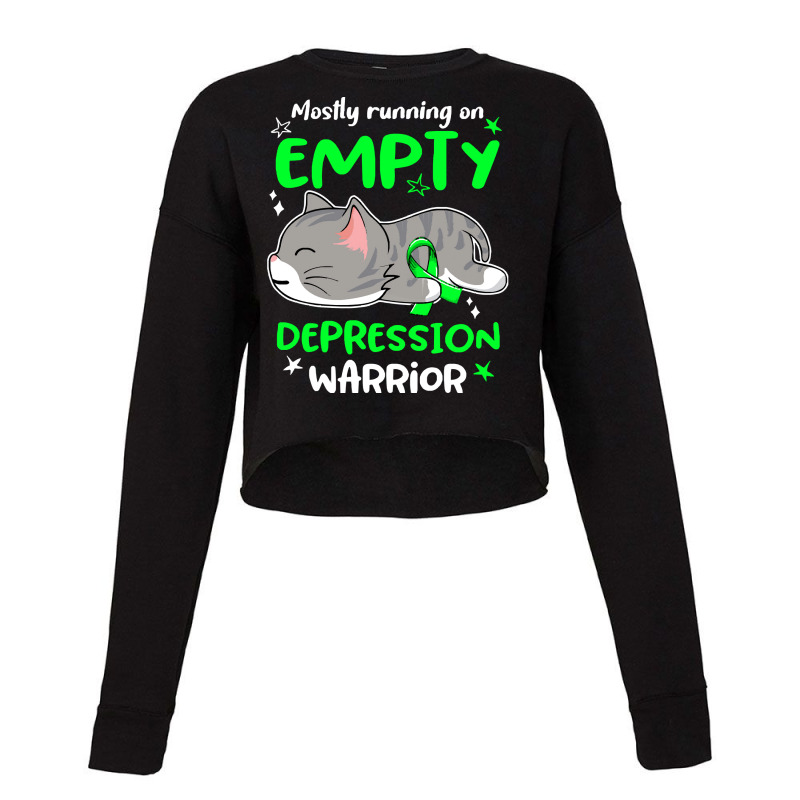 Depression Awareness T  Shirt Mostly Running On Empty Depression Warri Cropped Sweater by thaddeuscassin860 | Artistshot