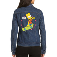 The Simpsons Bart Simpson Eat My Shorts T Shirt Ladies Denim Jacket | Artistshot