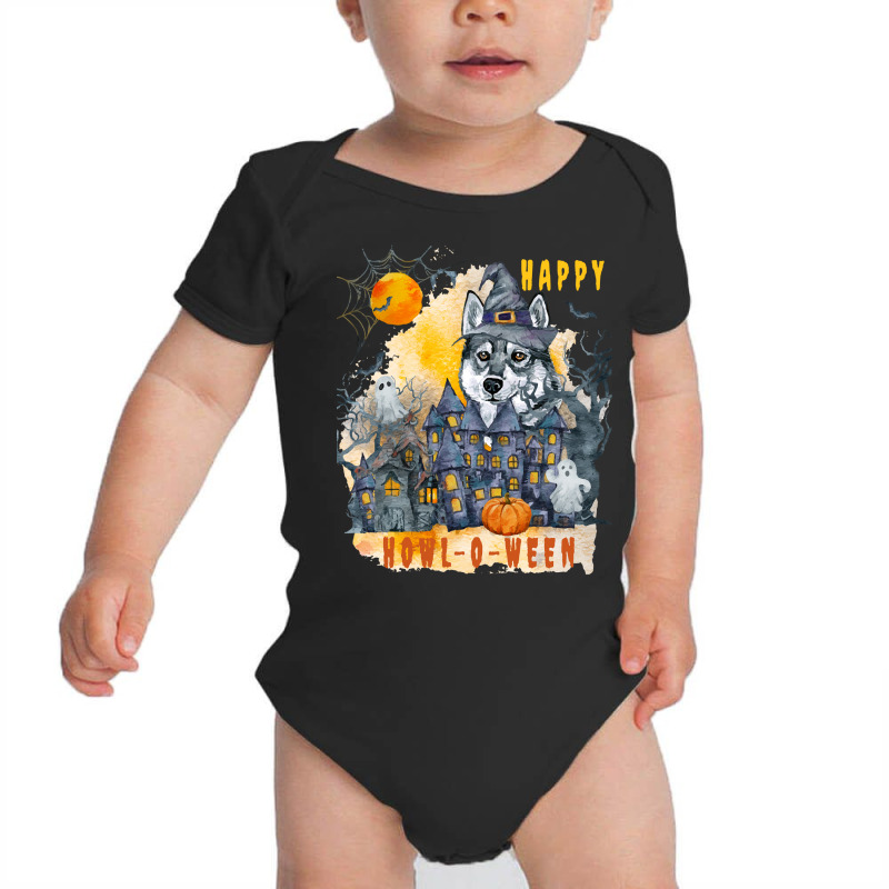 Siberian Husky Halloween T  Shirt Siberian Husky Happy Howl O Ween Gho Baby Bodysuit by nancybackground | Artistshot