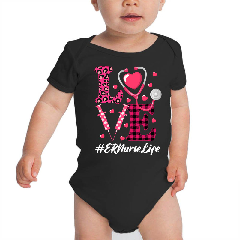 Love Stethoscope Hearts Er Nurse Valentine S Day Costume Long Sleeve T Baby Bodysuit | Artistshot