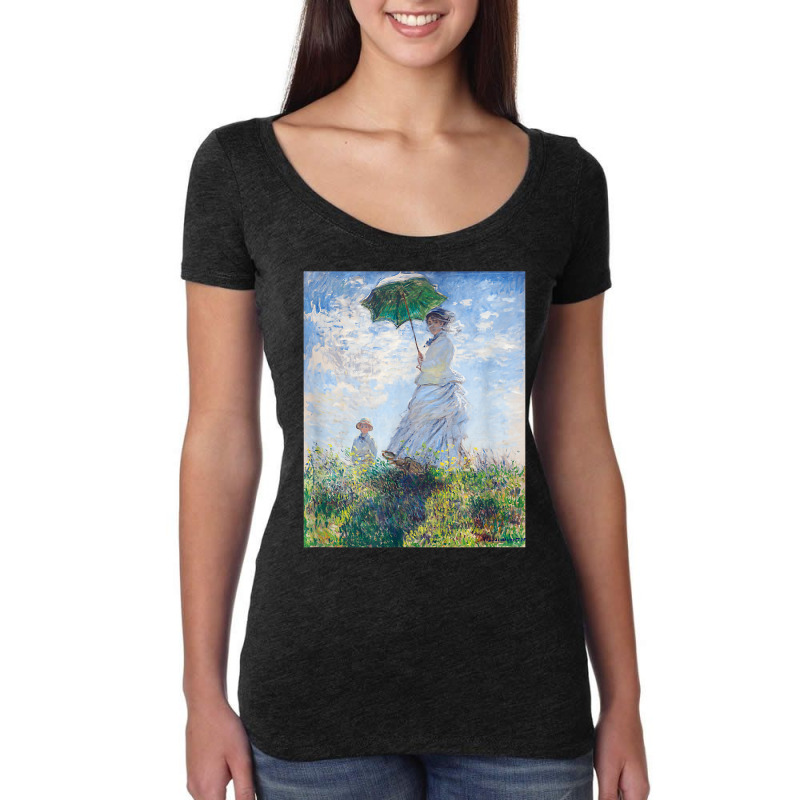 Monet's Woman With A Parasol  Modern Art Famous Painting T Shirt Women's Triblend Scoop T-shirt by koleuuwla | Artistshot