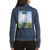 Monet's Woman With A Parasol  Modern Art Famous Painting T Shirt Ladies Denim Jacket | Artistshot