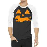 Pumpkin Eyes Dachshund Funny Halloween Jack O Lantern Dog T Shirt 3/4 Sleeve Shirt | Artistshot