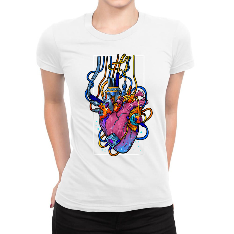 Cyborg Robot Heart Vaporwave Futuristic Cyberpunk Clothing T Shirt Ladies Fitted T-Shirt by jenneyljkalasoha | Artistshot