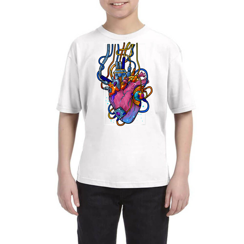 Cyborg Robot Heart Vaporwave Futuristic Cyberpunk Clothing T Shirt Youth Tee by jenneyljkalasoha | Artistshot