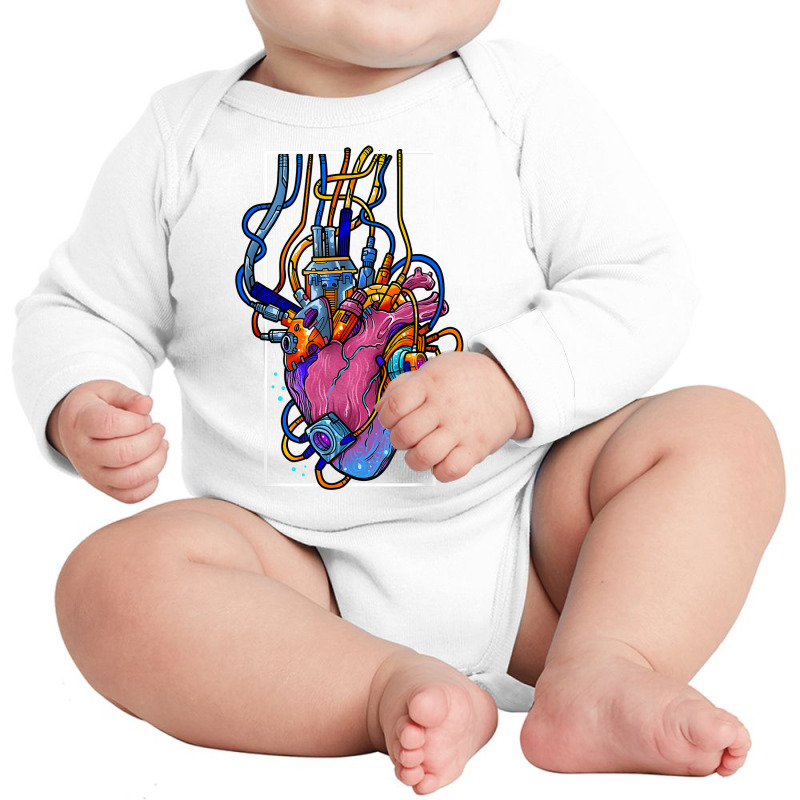 Cyborg Robot Heart Vaporwave Futuristic Cyberpunk Clothing T Shirt Long Sleeve Baby Bodysuit by jenneyljkalasoha | Artistshot