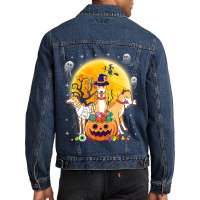 Whippets Dog Mummy Witch Moon Ghosts Happy Halloween Day 119 Men Denim Jacket | Artistshot