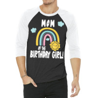 Rainbows & Sunshine Birthday Party Mom Of The Birthday Girl T Shirt 3/4 Sleeve Shirt | Artistshot