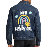 Rainbows & Sunshine Birthday Party Mom Of The Birthday Girl T Shirt Men Denim Jacket | Artistshot