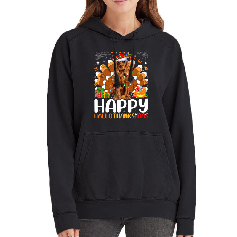 Cocker Spaniel Dog Halloween Christmas Happy Hallothanksmas Vintage Hoodie by pester | Artistshot