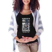 Blessed Are The Peacemakers Police Officer Blue Line Maternity Scoop Neck T-shirt | Artistshot