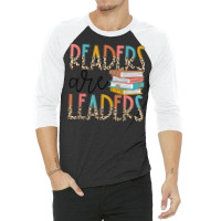 Readers Are Leaders Boho Leopard Book Lover Back To School T Shirt 3/4 Sleeve Shirt | Artistshot