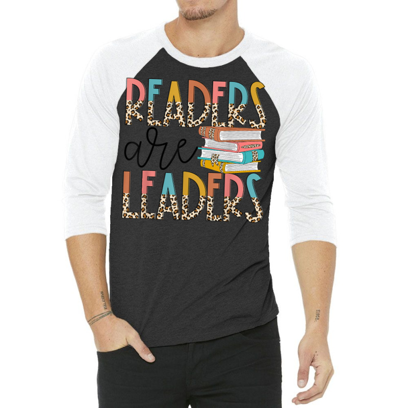 Readers Are Leaders Boho Leopard Book Lover Back To School T Shirt 3/4 Sleeve Shirt | Artistshot