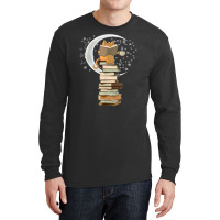 Reading By Moonlight, Books, Coffee And Cute Cat T Shirt Long Sleeve Shirts | Artistshot